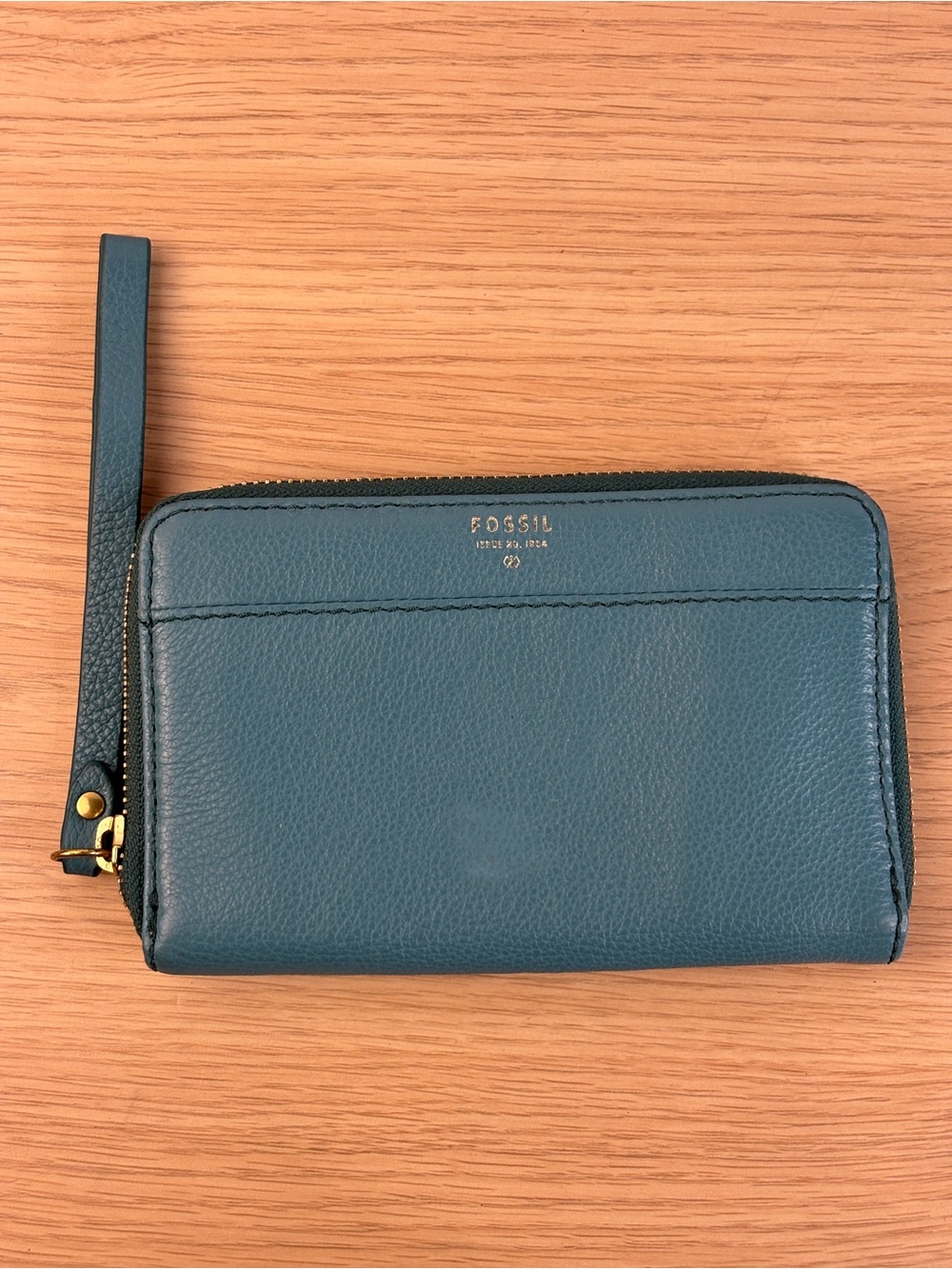Fossil Teal‎ Zip-Around Wristlet Wallet with Gold Hardware